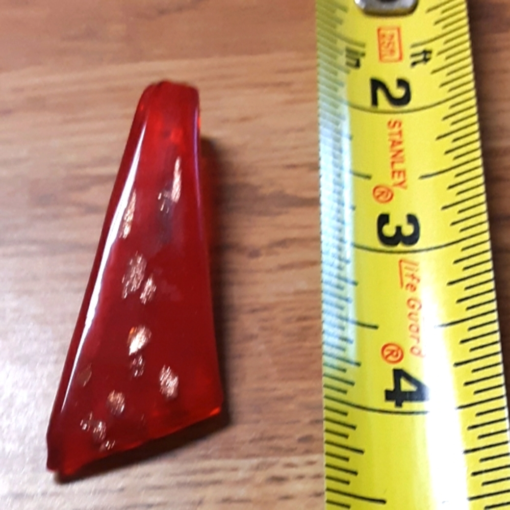 3/$24! Red Glass Geometric Pendant Copper Flecks